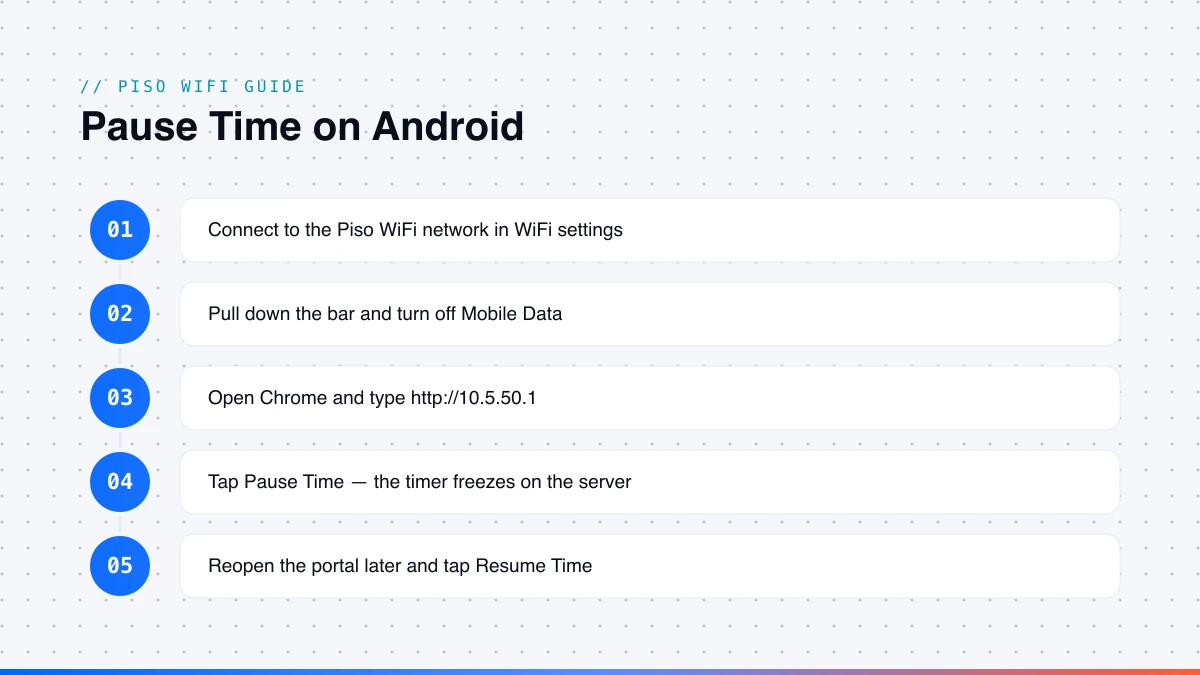 Steps to use 10.5.50.1 pause time on Android Steps to use 10.5.50.1 pause time on Android